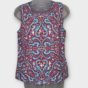 J. MCLAUGHLIN Catalina cloth pink & blue summer paisley tank top size medium